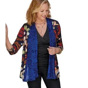 - Soft Surroundings Langshire Topper Multi Floral Open Front‎ Kimono- Size Small
